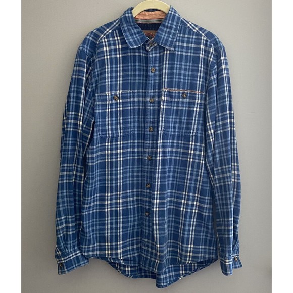 Boston Traders Plaid Flannel Shirt Sz. Small Button Front Down Blue White - Picture 2 of 9